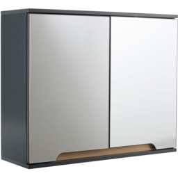 Home Source Florence Grey Mirrored Hanging Wall Cabinet - thumbnail 2