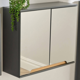 Home Source Florence Grey Mirrored Hanging Wall Cabinet - thumbnail 1