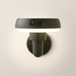 ValueLights Matte Black PIR Motion Sensor Solar Powered LED Outdoor Halo Wall Light - thumbnail 4
