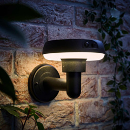 ValueLights Matte Black PIR Motion Sensor Solar Powered LED Outdoor Halo Wall Light - thumbnail 2