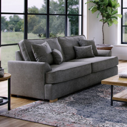 Alba City 3 Seater Steel Fabric Sofa