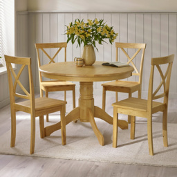 Furniturebox Bodmin Marros Oak Effect 4 Seater Round Wooden Dining Table - thumbnail 1