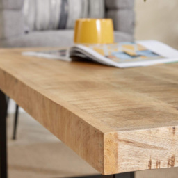 Home Source Rectangular Mango Wooden Table with Solid Iron Legs 112cm - thumbnail 4