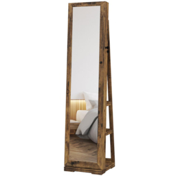 Portland Swivel Lockable Full Length Mirror Jewellery Cabinet - thumbnail 1