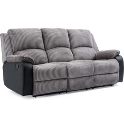 Furniture Online Postana Grey 3 Seater Jumbo Cord High Back Manual Recliner Sofa - thumbnail 2
