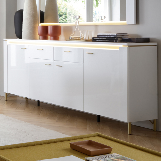 Furniture To Go Lazio 4 Door 2 Drawer Alpine White Sideboard - image 1