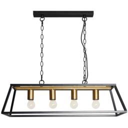 Marcella 4 Light Glass Black Metal Ceiling Fitting