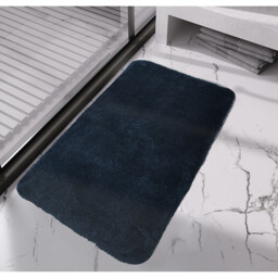 Navy Polyester Supersoft Bath Mat 45 x 75cm - thumbnail 2