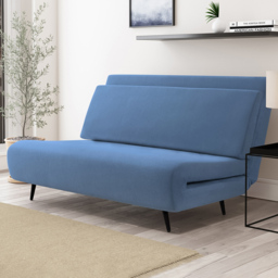 Loft24 Mallory 2 Seater Blue Linen Sofa Bed