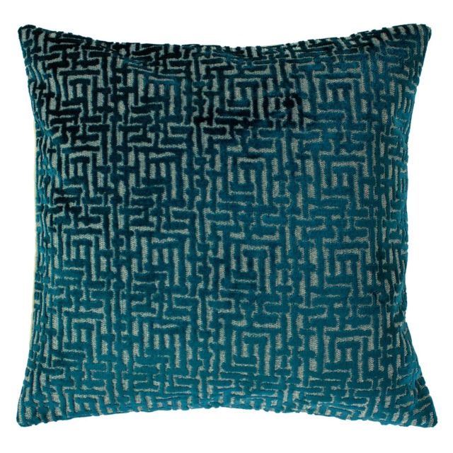 Paoletti Delphi Teal Velvet Jacquard Cushion - image 1