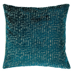 Paoletti Delphi Teal Velvet Jacquard Cushion