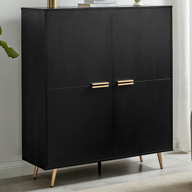 Furniturebox Ivata 4 Door Black and Copper Sideboard - image 1