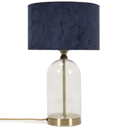 ValueLights Jessy Gold and Navy Velvet Shade Glass LED Table Lamp