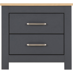 Seconique Portland 2 Drawer Grey and Oak Effect Bedside Table - thumbnail 4