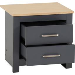 Seconique Portland 2 Drawer Grey and Oak Effect Bedside Table - thumbnail 3