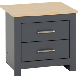 Seconique Portland 2 Drawer Grey and Oak Effect Bedside Table - thumbnail 2
