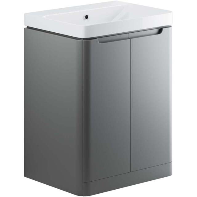 Bathstore Amalfi 2 Door Grey Floor Standing Basin Unit 600mm - image 1