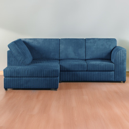 Luxor Marine Blue 4 Seater Jumbo Cord L Shaped Left Hand Corner Sofa