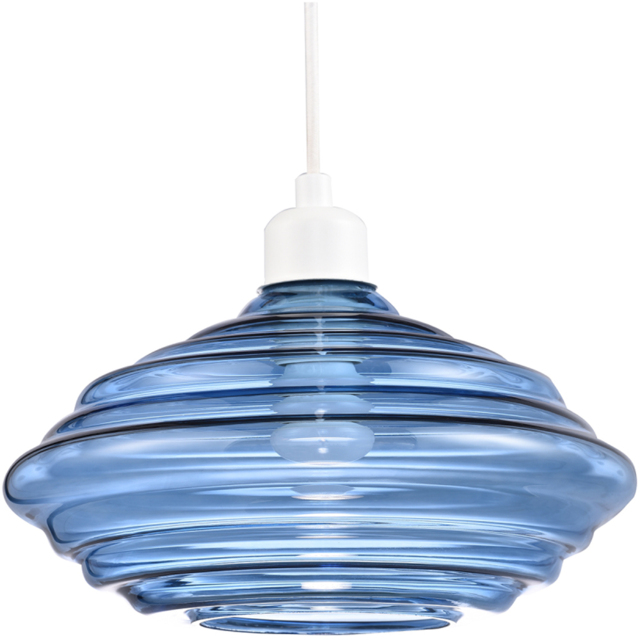 Happy Homewares Midnight Blue Ribbed Honeycomb Glass Pendant Shade - image 1