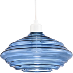 Happy Homewares Midnight Blue Ribbed Honeycomb Glass Pendant Shade - thumbnail 1