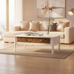 Premier Housewares Bali White Embossed Detail Coffee Table - thumbnail 4