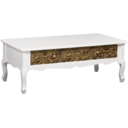 Premier Housewares Bali White Embossed Detail Coffee Table - thumbnail 2