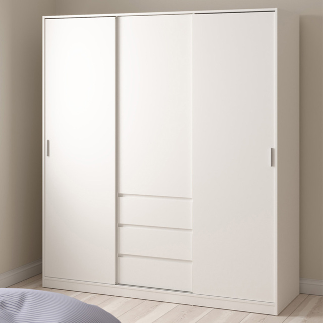 Furniture To Go Naia 3 Door 3 Drawer White Wardrobe - image 1