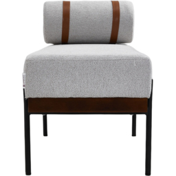 Living and Home 2 Seater Light Grey Cylindrical Bolster Chaise Lounge Bench - thumbnail 3