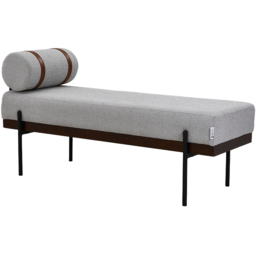 Living and Home 2 Seater Light Grey Cylindrical Bolster Chaise Lounge Bench - thumbnail 2