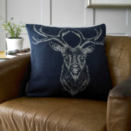 The Lyndon Company Stag Navy Acrylic Cushion 45 x 45cm - thumbnail 2