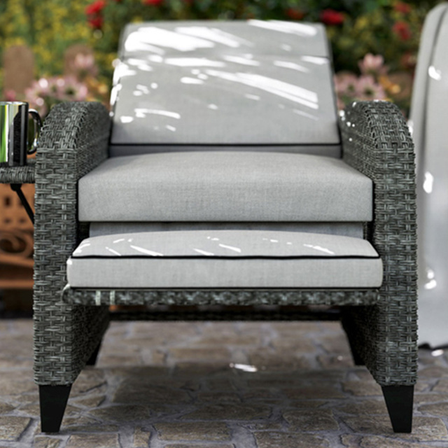 Outsunny Rattan Grey Recliner Armchair with Cushion - image 1