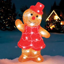 Xmas Haus Acrylic 30 Warm White LED Gingerbread Lady 30cm