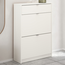 Florence Single Drawer 2 Flip Down Door White Shoes Cabinet