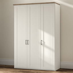 Homebase Truro Boak and White 3 Door Hinged Wardrobe with Slate Handles - thumbnail 1