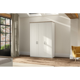Homebase Truro Boak and White 3 Door Hinged Wardrobe with Slate Handles - thumbnail 4