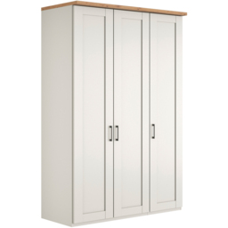 Homebase Truro Boak and White 3 Door Hinged Wardrobe with Slate Handles - thumbnail 2