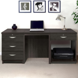 R White Cabinets SET-11-IN-BH 4 Drawer Desk with Printer Shelf Black