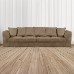 Luxor 4 Seater Coffee Jumbo Cord Long Sofa with Scatter Back