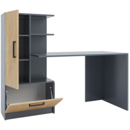 Shefa Arden Single Door Single Drawer 2 Shelf Computer Desk Anthracite and Gold Craft Oak - thumbnail 3