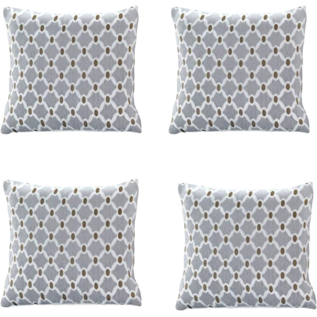 Alan Symonds Berkeley Chenille Silver Geometric Cushion with Polyester Filled Pad 45 x 45cm 4 Pack