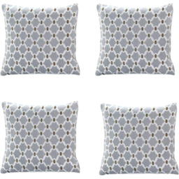 Alan Symonds Berkeley Chenille Silver Geometric Cushion with Polyester Filled Pad 45 x 45cm 4 Pack
