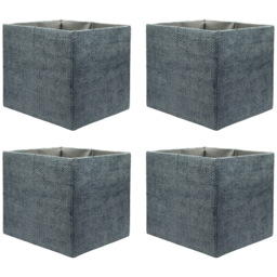 Homebase Patterned Blue Cube Storage Insert 4 Pack - thumbnail 1