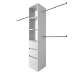 Spacepro 3 Drawer Single Hanger Bar White Tower Unit 450mm