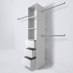Spacepro 3 Drawer Single Hanger Bar White Tower Unit 450mm - thumbnail 4