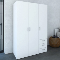 Florence Space 3 Door 3 Drawer White Wardrobe