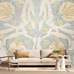 Origin Murals Flower Circle Duck Egg Wall Mural - thumbnail 1