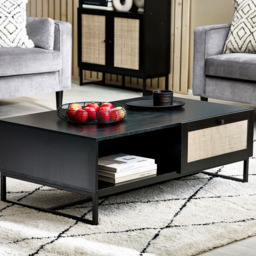 Julian Bowen Padstow 2 Drawer Black Coffee Table