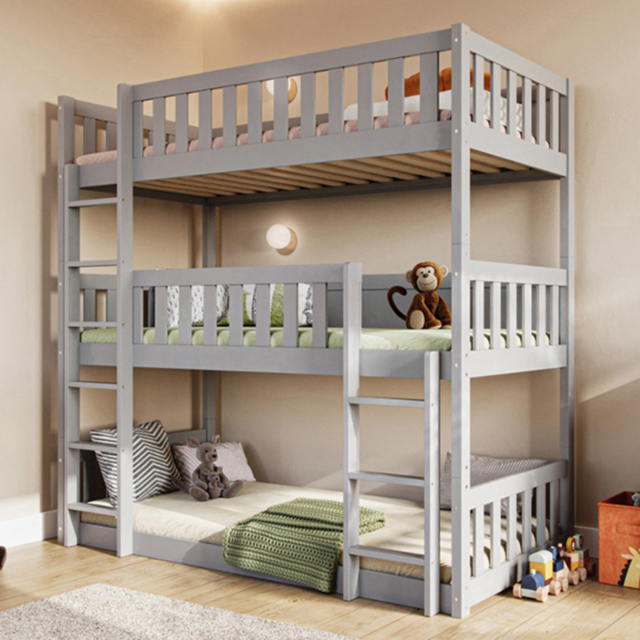 Flair Bea Grey Triple High Wooden Bunk Bed - image 1