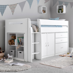 Bedmaster Lacy White Storage Mid Sleeper with Pocket Sprung Mattress - thumbnail 1