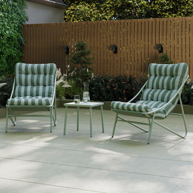 Charles Bentley Porto Green 2 Seater Stripe Olefin Fabric Garden Bistro Set - image 1